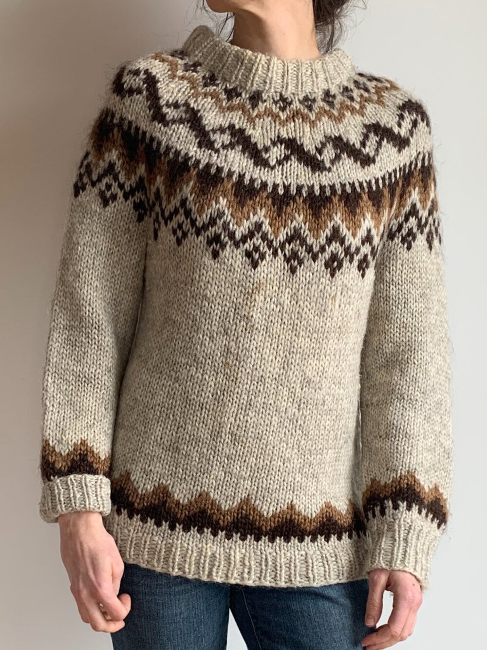 Hilda Ltd. Icelandic Lopapeysa Sweater | M | Natural Cream/Brown | Vintage